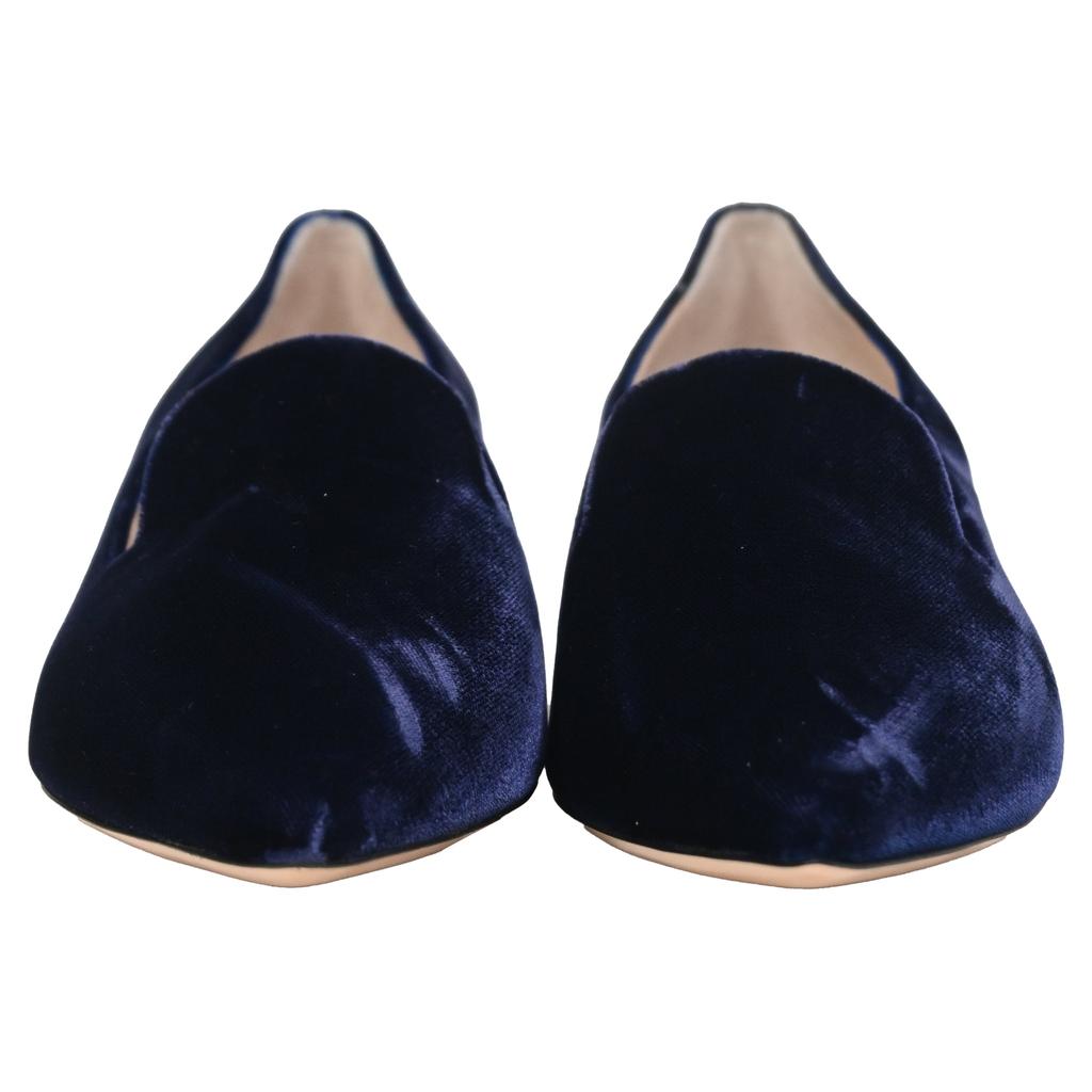 Nicholas Kirkwood Faux Pearl Embellished Loafers In Navy Blue Velvet