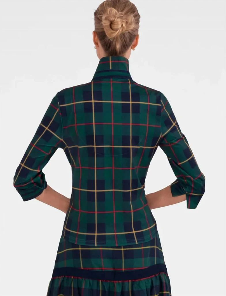 GRETCHEN SCOTT Twist & Shout Top - Plaidly Cooper In Green Multi 2