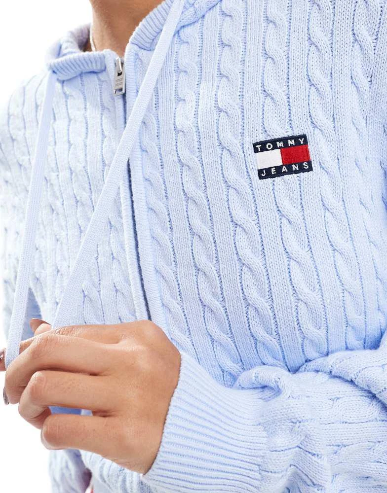 Tommy Jeans Tommy Jeans Cable knit zip-thru sweatshirt in light blue 4