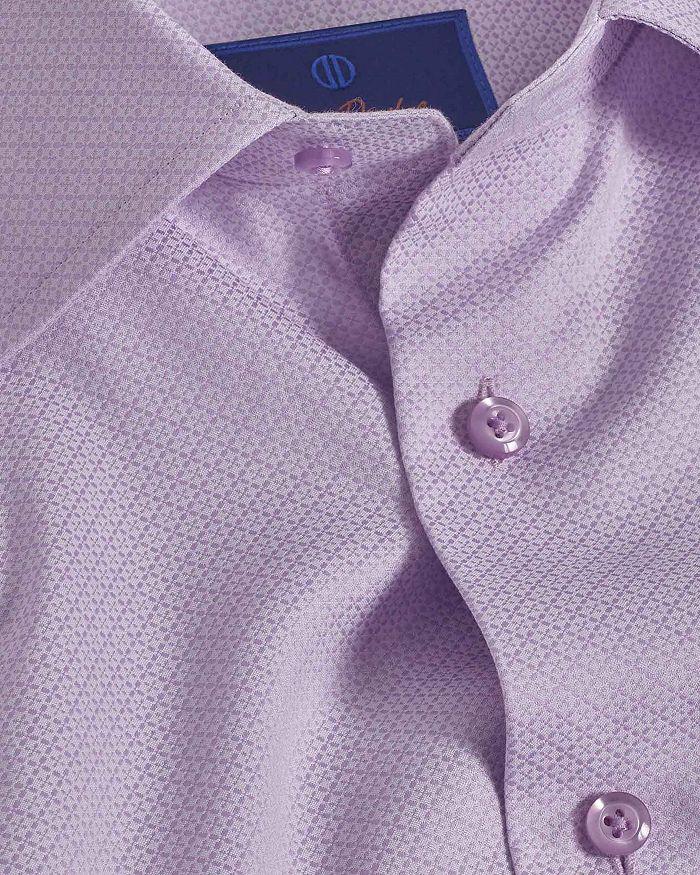 David Donahue Trim Fit Diamond Dobby Dress Shirt