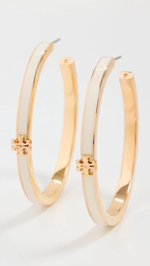 Tory Burch Tory Burch Women
s Kira Enamel Hoop Earrings, Tory Gold/New Ivory, One Size 2