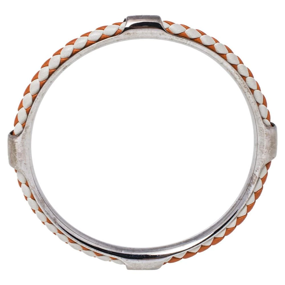 Tod's Tod's Woven Leather Gold Tone Bangle Bracelet 3