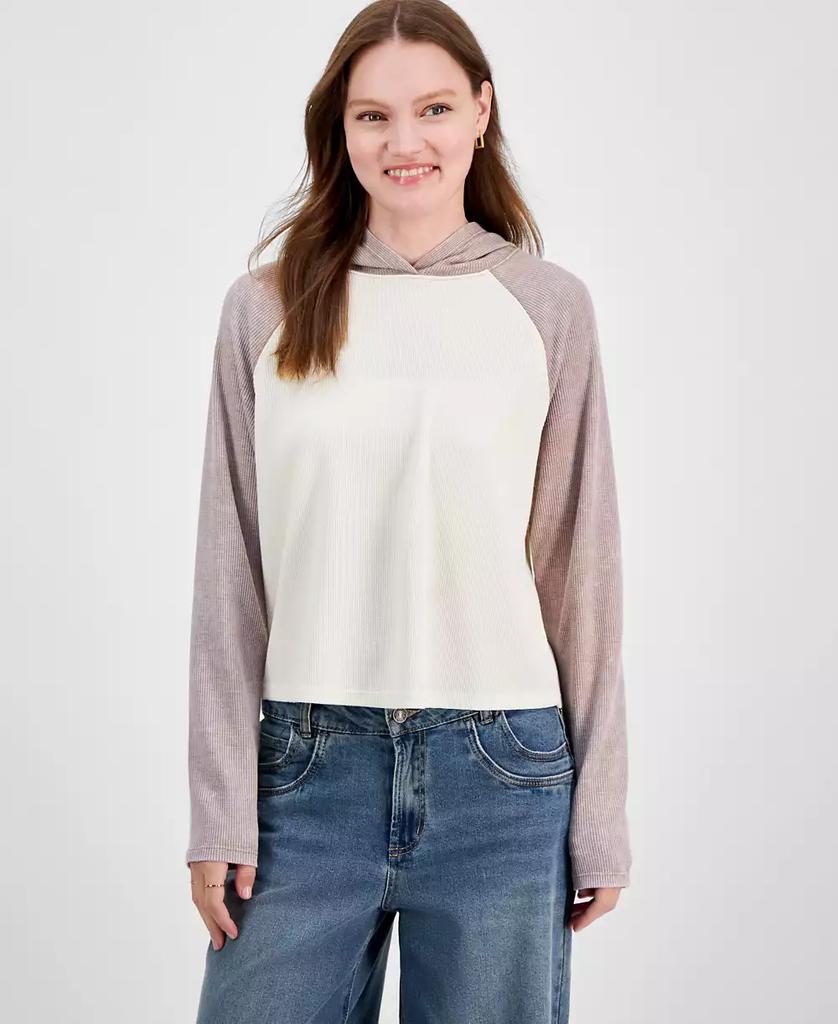 Hippie Rose Juniors' Colorblock Waffle-Knit Hoodie