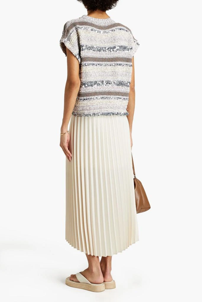Brunello Cucinelli Sequin-embellished striped cotton top 3