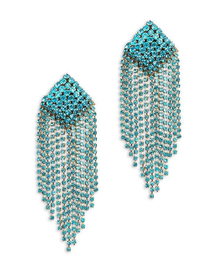 Deepa by Deepa Gurnani Niomi Blue Crystal Fringe Statement Earrings 1