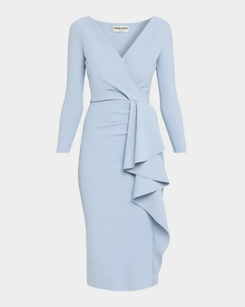 Chiara Boni Draped Faux Wrap Bodycon Midi Dress 1