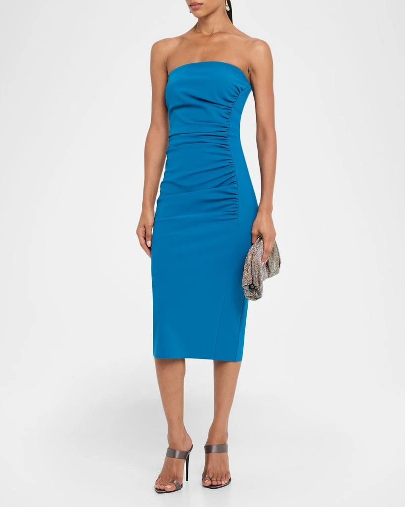 Chiara Boni Strapless Ruched Bodycon Midi Dress 4