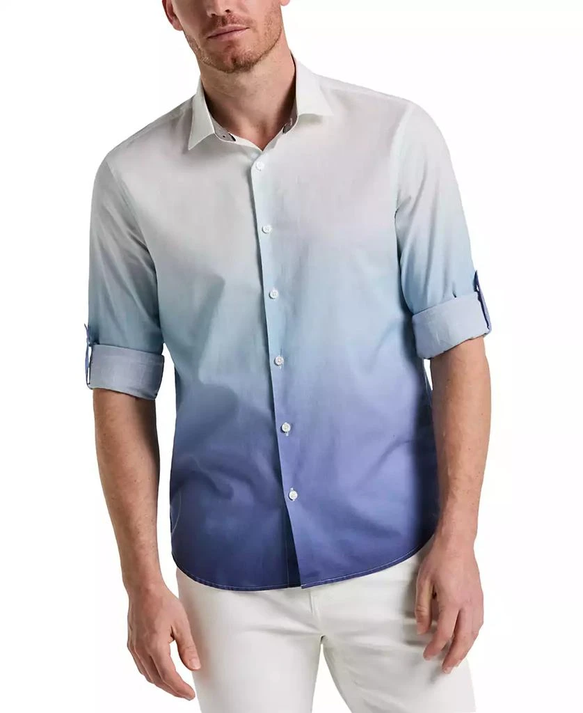 Perry Ellis Men's Long Sleeve Button-Front Ombre Shirt 1
