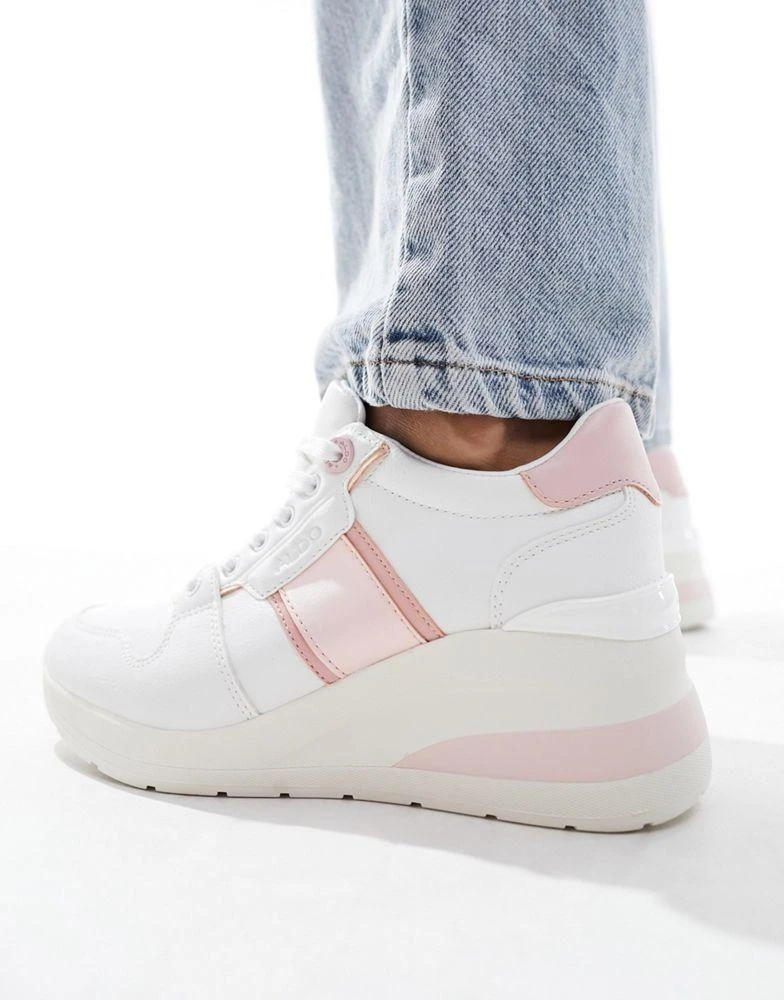 ALDO ALDO Abnerry wedge trainers in white and pink 5