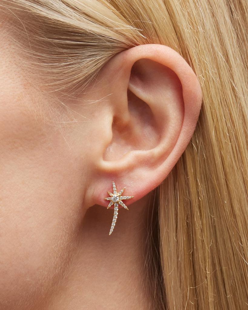 Graziela Gems White Gold Shooting Starburst Earrings with Diamonds