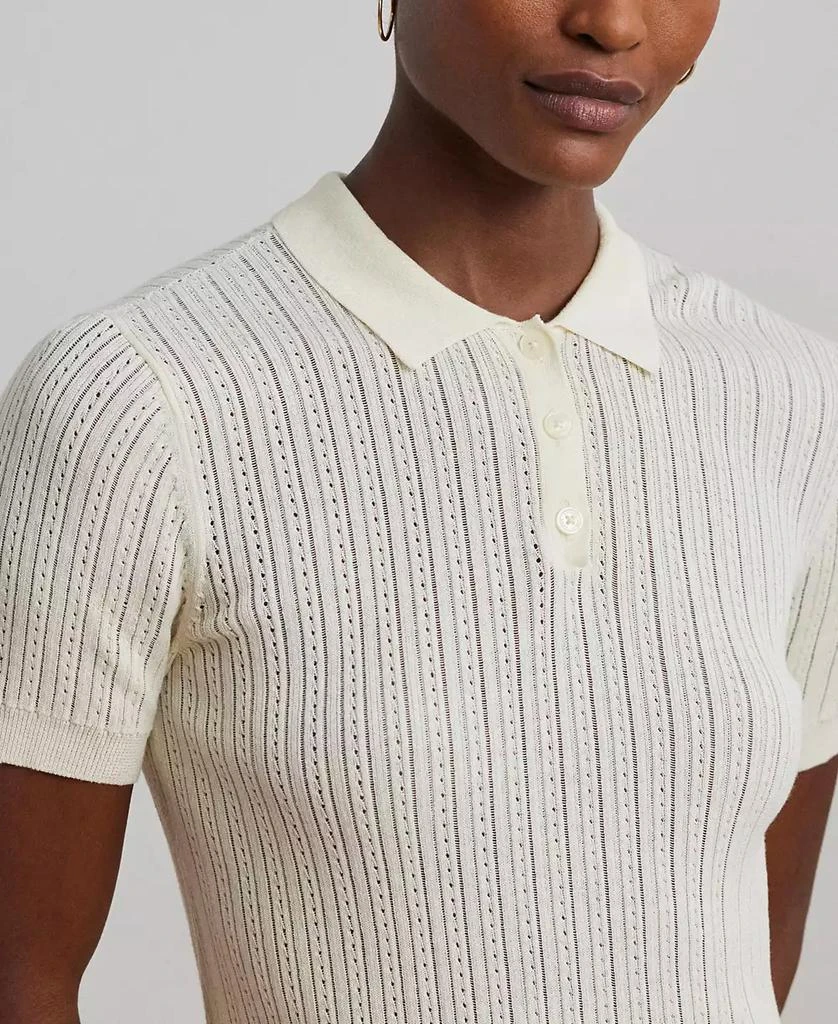 Ralph Lauren Women's Pointelle-Knit Cotton-Blend Polo Sweater 3