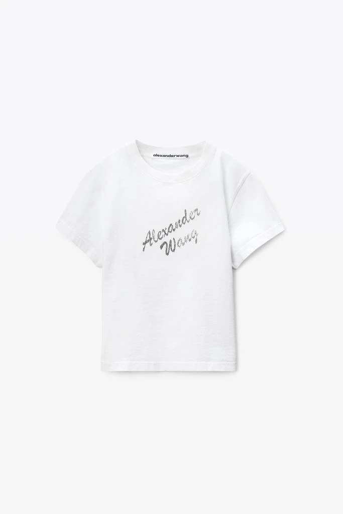 Alexander Wang White Crystal Hotfix & Cotton Logo Tee 2