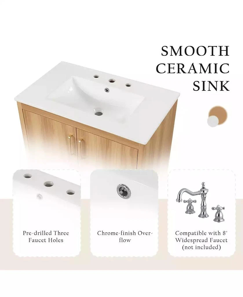 CASAINC 30" Bathroom Vanity with Sink Combo, Multi-Functional Cabinet with Doors and Drawer, MDF Board 4