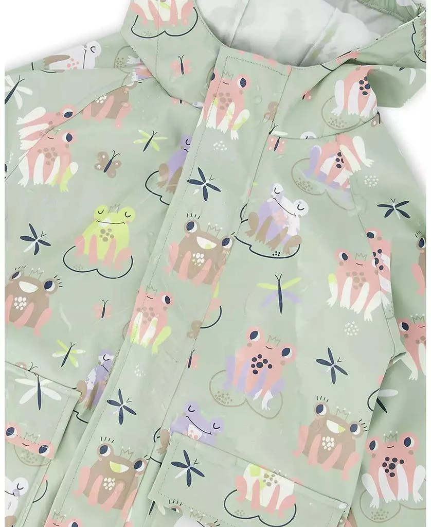 Deux par Deux Toddler Girls Rain Jacket in Polyurethane Green Frog Print 5