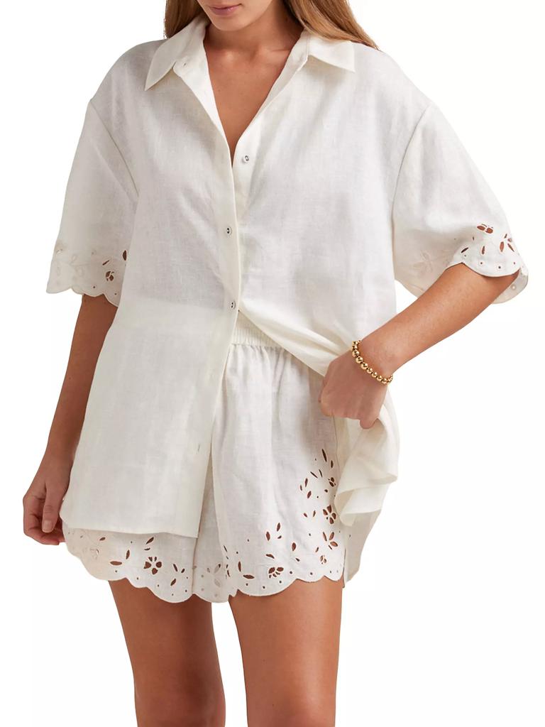Peony Memoir Linen Cover-Up Shirt