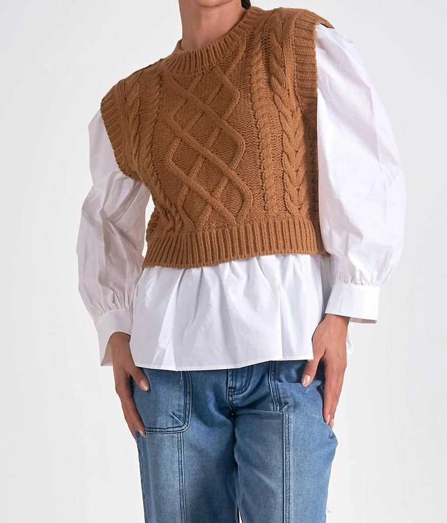Elan Elan - Ryan Twofer Cable Sweater Vest Top 1