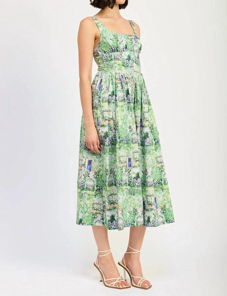 en saison green dress En Saison Women's Laguna Floral-Print Midi Dress