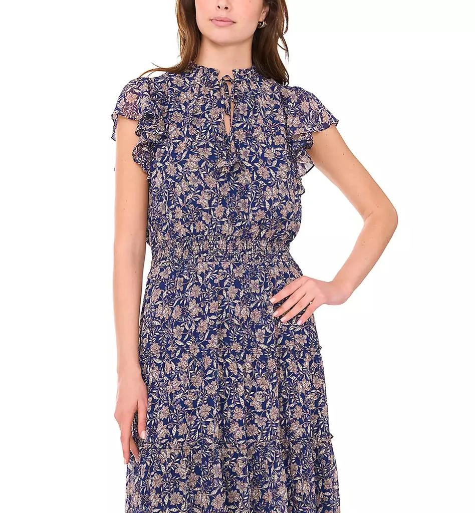 knee length dresses for ladies Smock Linen Midi Dress - Sleeveless, Relaxed Fit, Round Neck, Natural - Storm Blue main image 0