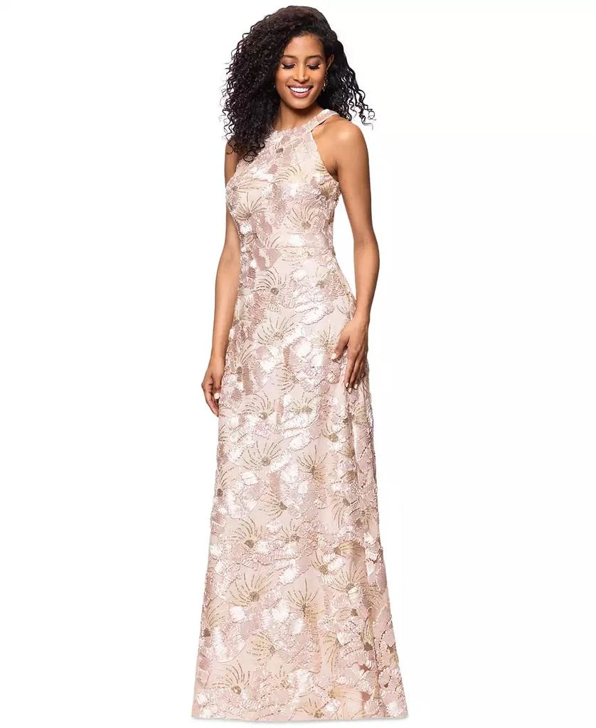 maxi long sleeve lace dress Shona Joy - La Lune Cumulus Silk Backless Lace Split Maxi Dress - Ivory