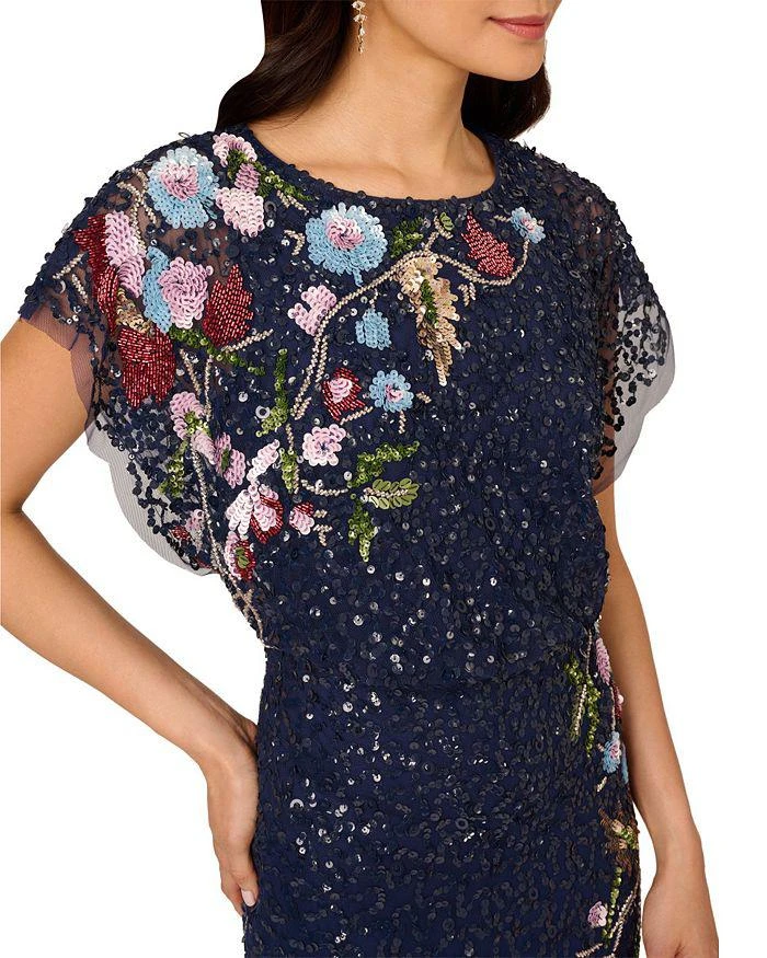 Adrianna Papell Beaded Mesh Mermaid Long Dress 5