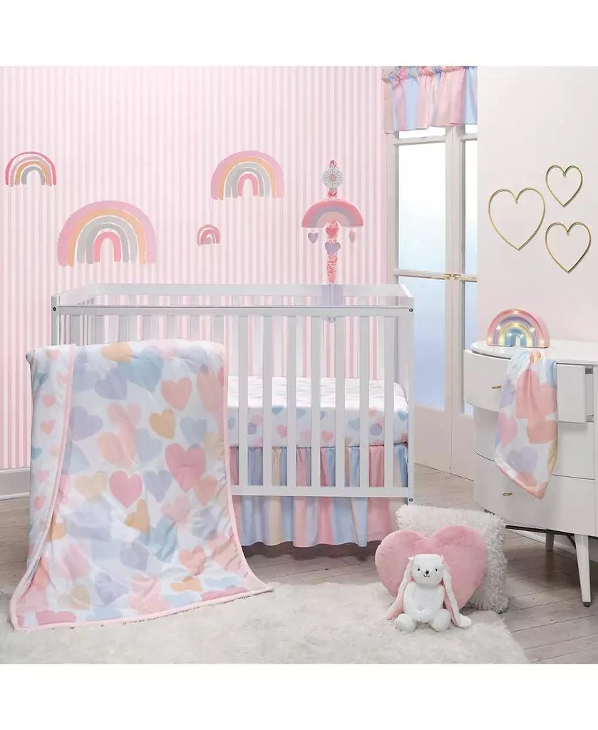 Bedtime Originals Rainbow Hearts White/Peach/Purple Baby Fitted Crib Sheet 4