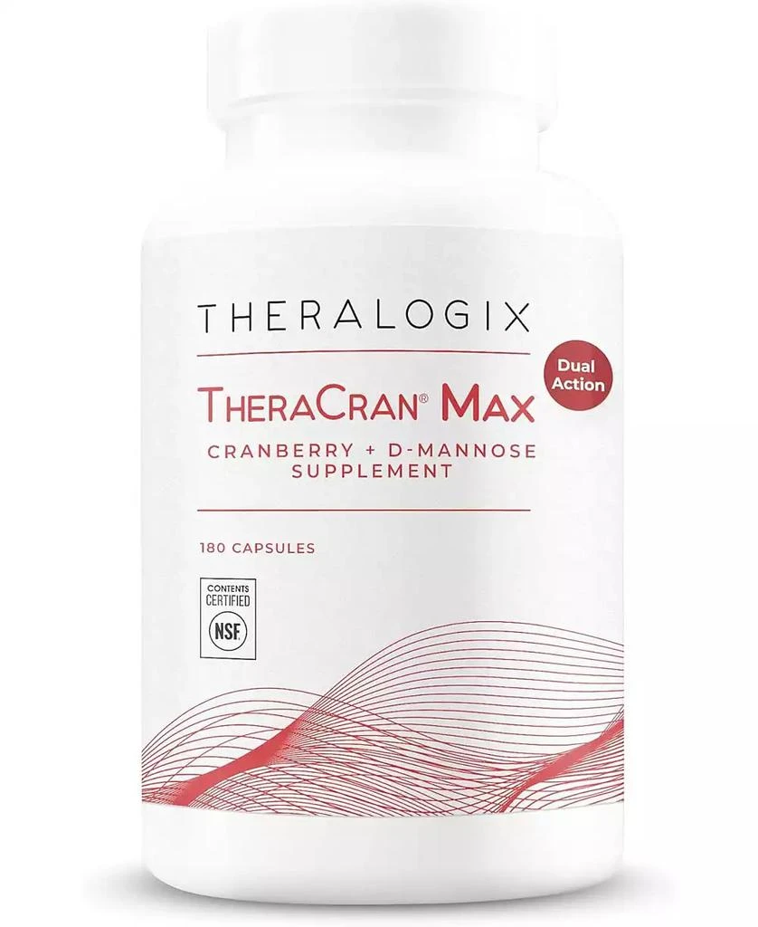Theralogix TheraCran Max - Cranberry + D-Mannose Supplement for Men 
Women - Urinary Tract Health Support - 90-Day Supply - NSF Certified - 180 Capsules