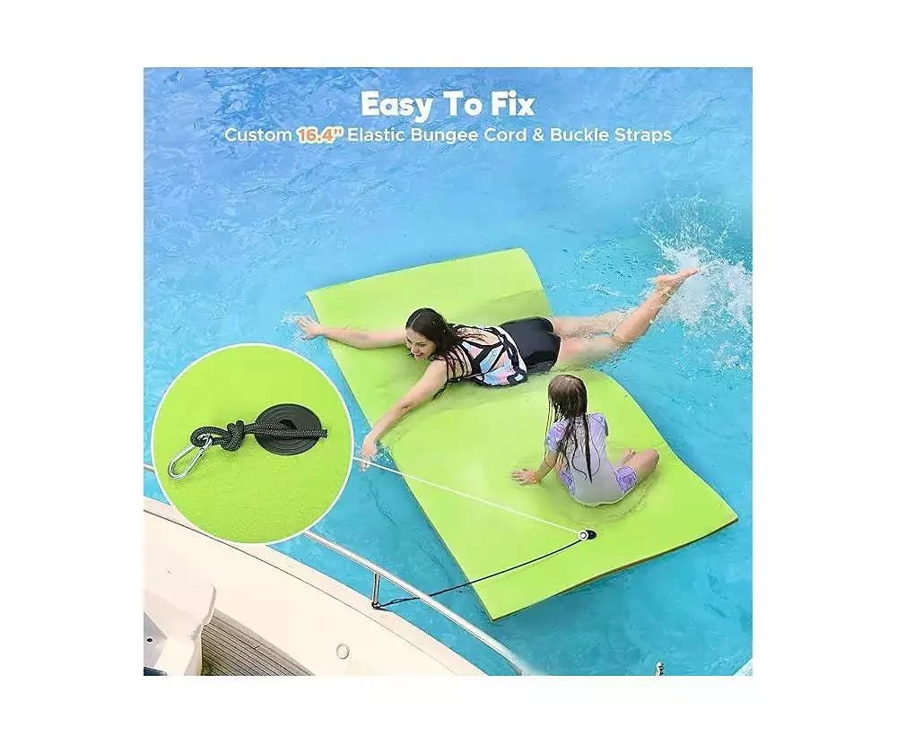 HALLOLURE Green Water Floating Mat Foam Pad, 8x4FT Bouncy Tear-Resistant XPE Foam 5