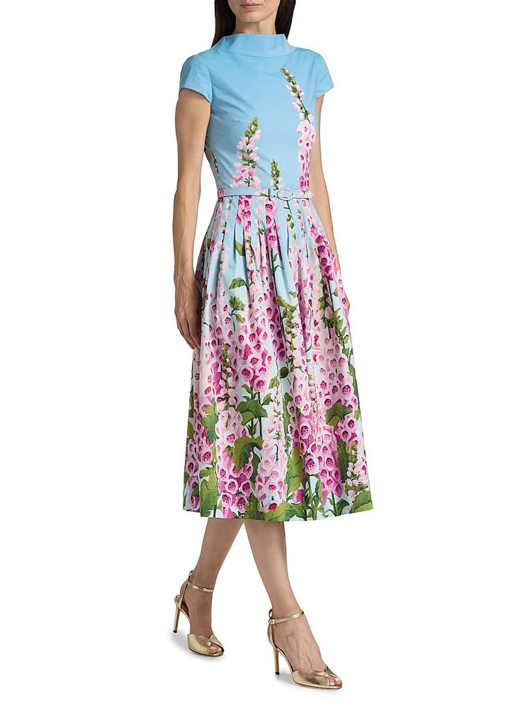 Oscar de la Renta Foxglove-Print Cotton Poplin Midi-Dress - Dresses &  Skirts - Free Shipping - BeyondStyle