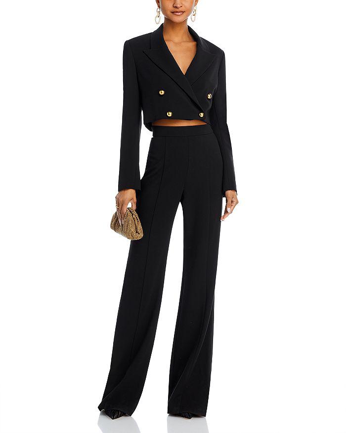 Black Halo Hugo Cropped Blazer and Wide Leg Pants Set