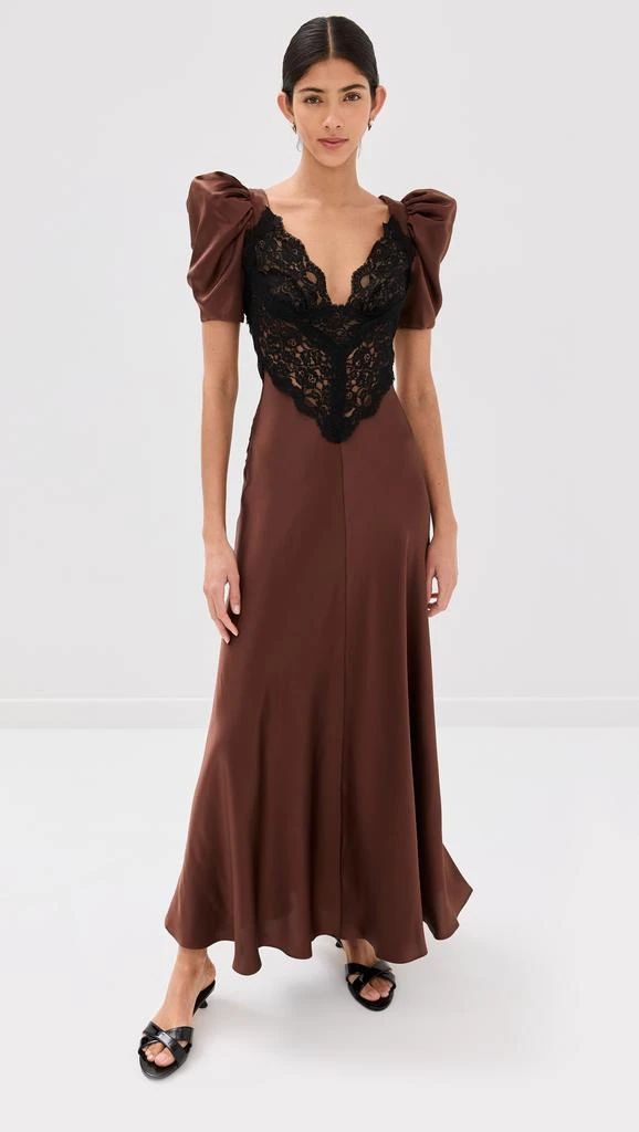 Rodarte Silk Satin Short Sleeve Dress with Lace Details 6