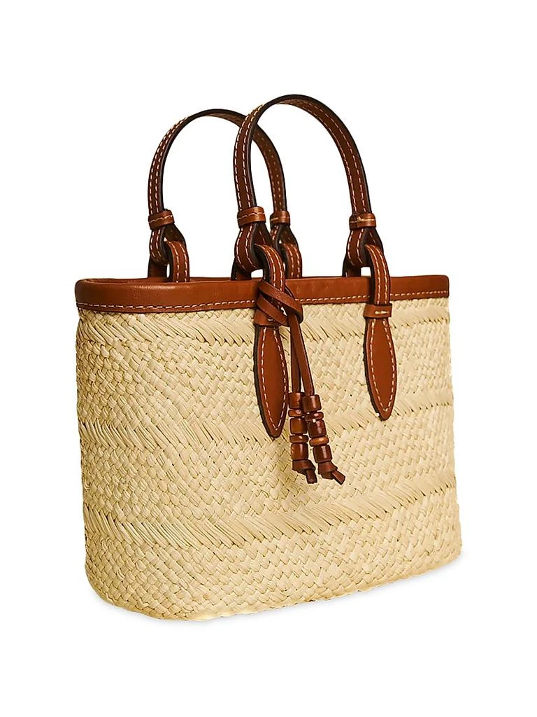 Hunting Season Mini Leather-Trimmed Woven Tote Bag 5