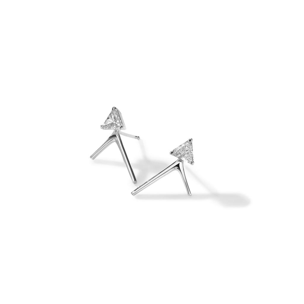 Ame Âme Trio 18K White Gold, Lab-Grown Diamond 0.50ct. tw. Small Square Stud Earrings