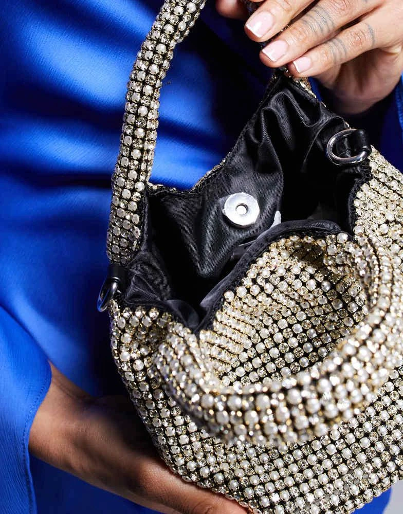 True Decadence True Decadence rhinestone embellished grab bag in silver 4