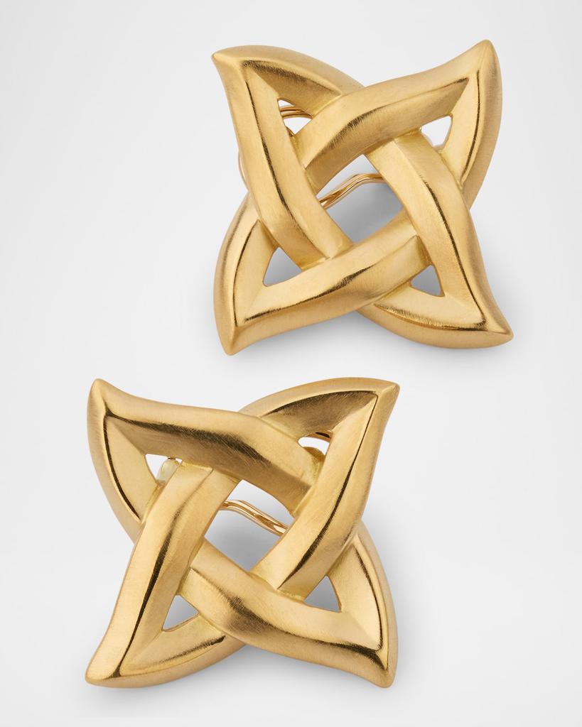 NM Estate Estate Angela Cummings 18K Yellow Gold Matte Finish Square Celtic Knot Earrings