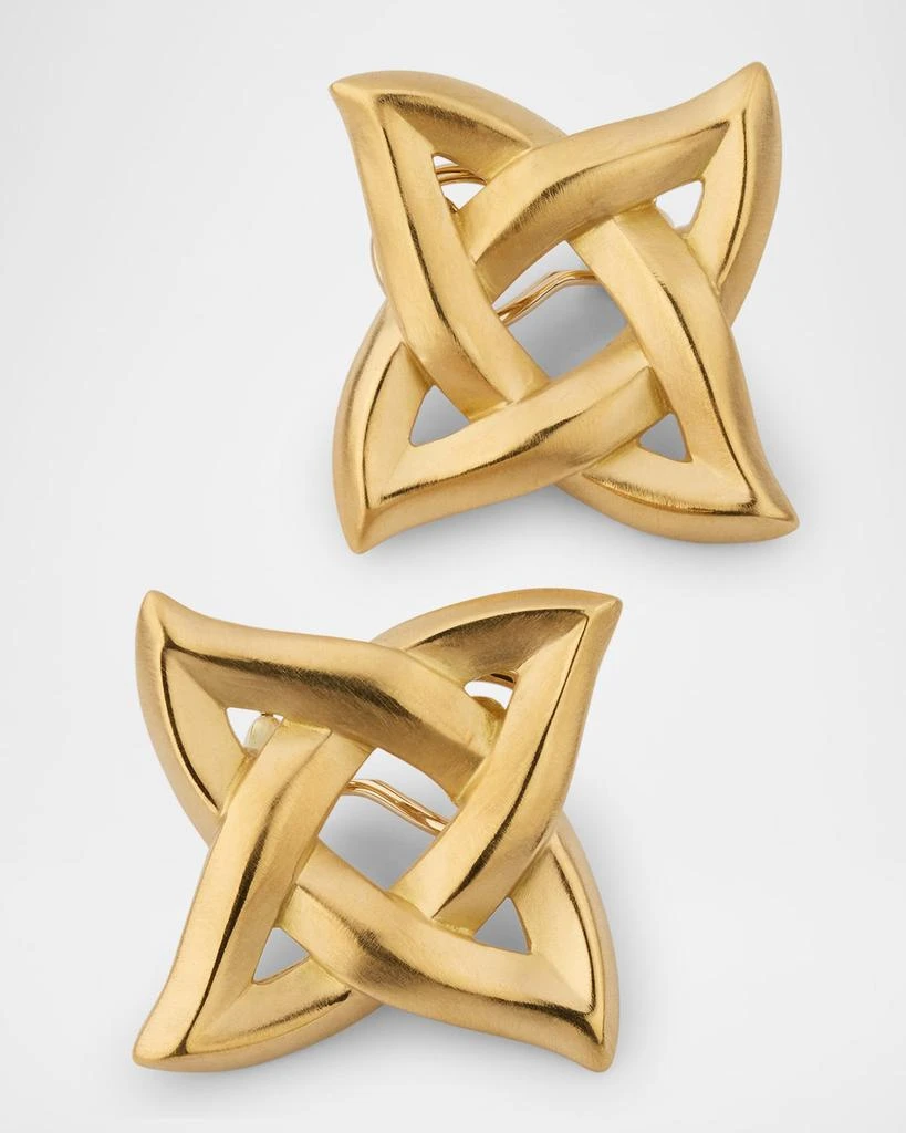 NM Estate Estate Angela Cummings 18K Yellow Gold Matte Finish Square Celtic Knot Earrings 1