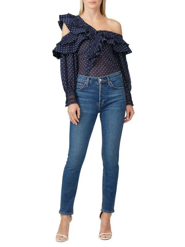 Equipment Navy Plumetis Semi Sheer Blouse 3