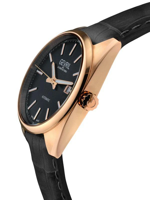 Gevril Five Points 40MM Stainless Steel 
Leather Strap Watch 3