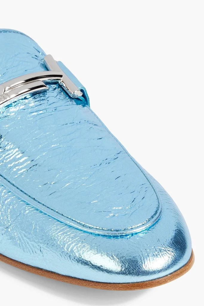 Tod's Double T metallic textured-leather loafers 4