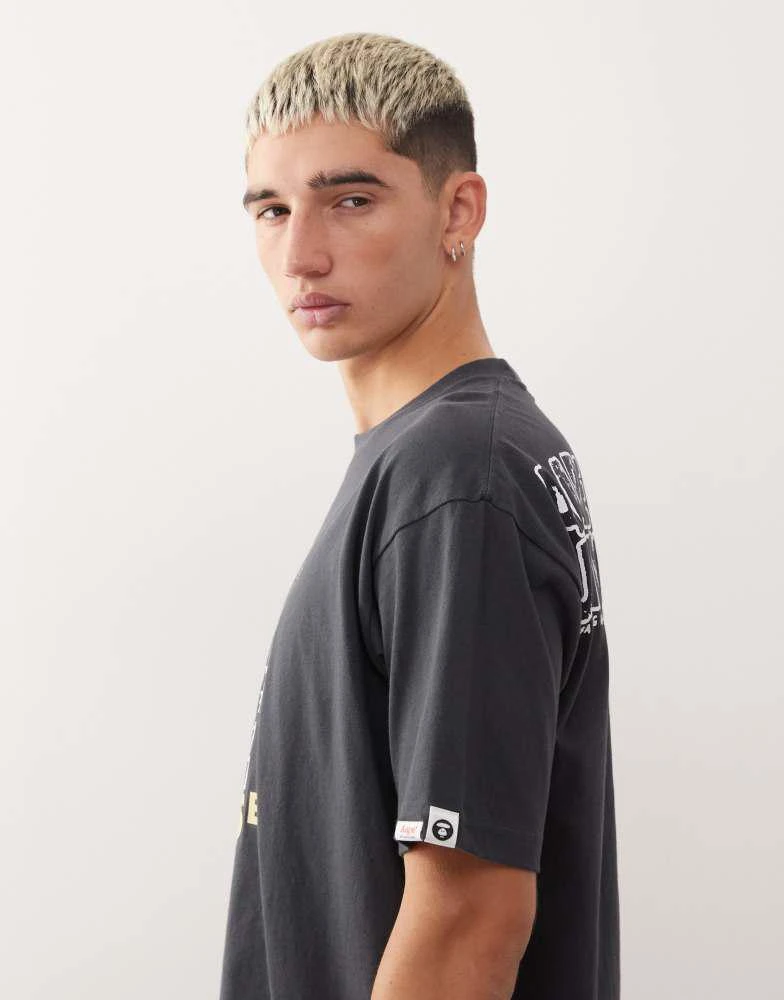 AAPE Aape by A Bathing Ape boxy t-shirt in black with front logo print 4