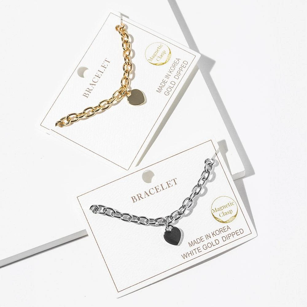 FASHNZFAB Gold Dipped Heart Charm Chain Link Magnetic Bracelet 3