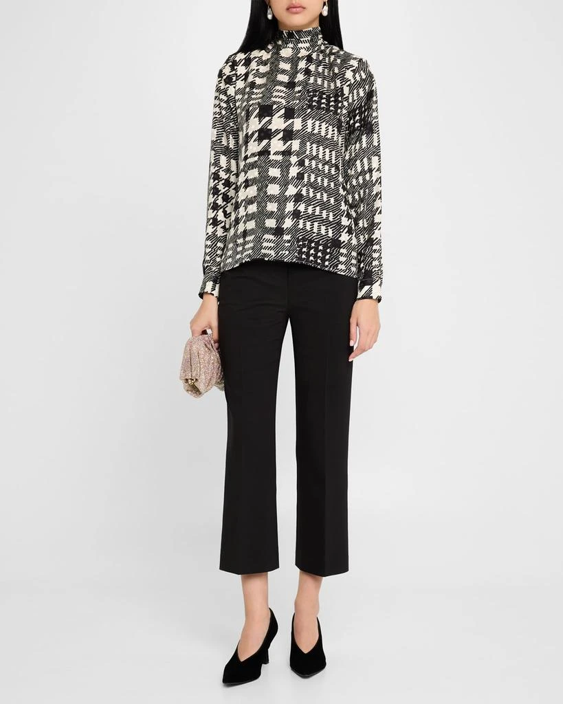 Libertine Bianca Peggys Houndstooth-Print Neck-Tie Silk Blouse 2