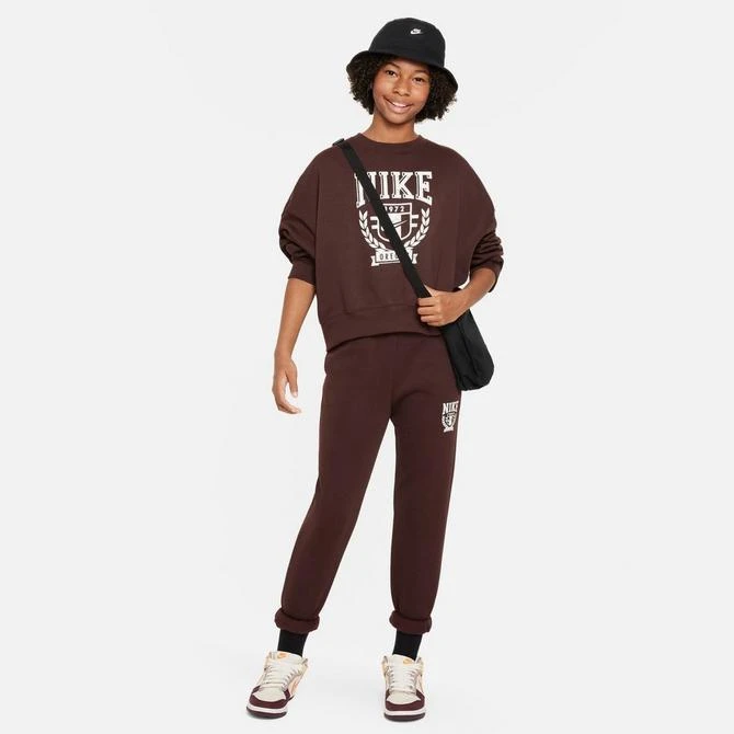 NIKE Girls' Nike Sportswear Oversized Fleece Crewneck Sweatshirt 2