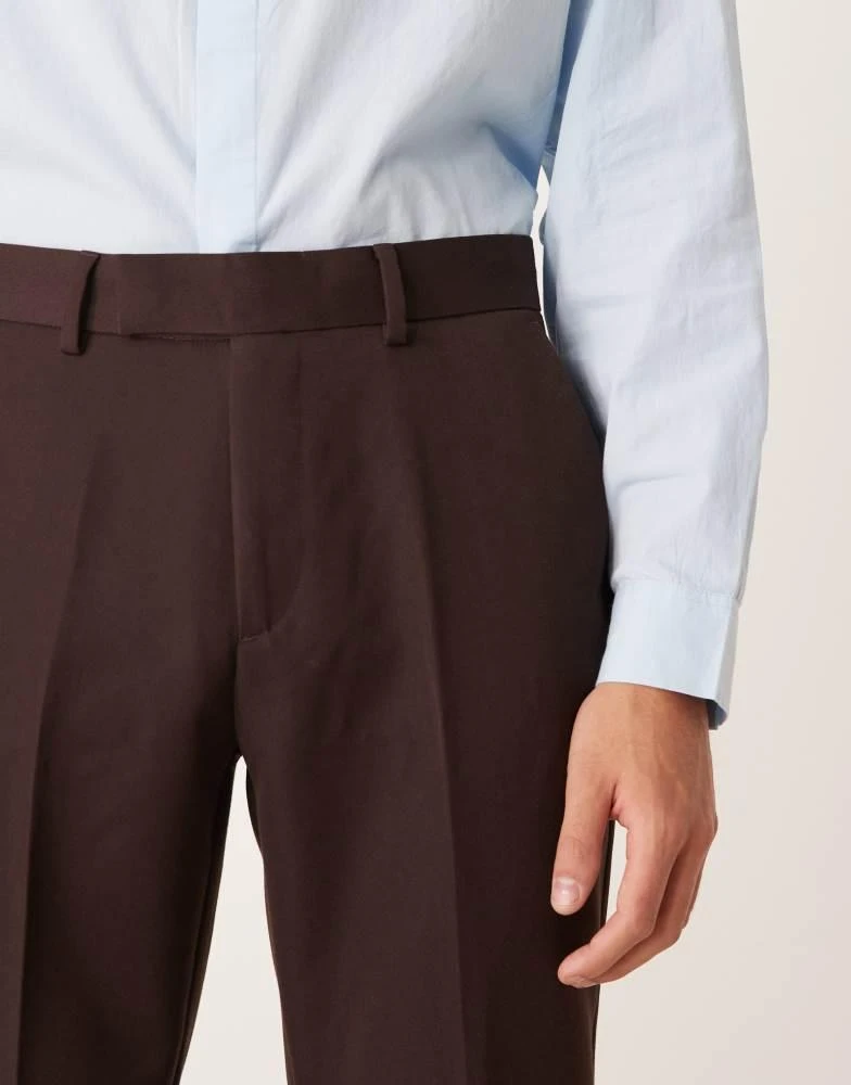 ASOS ASOS DESIGN smart slim fit trousers in brown 2