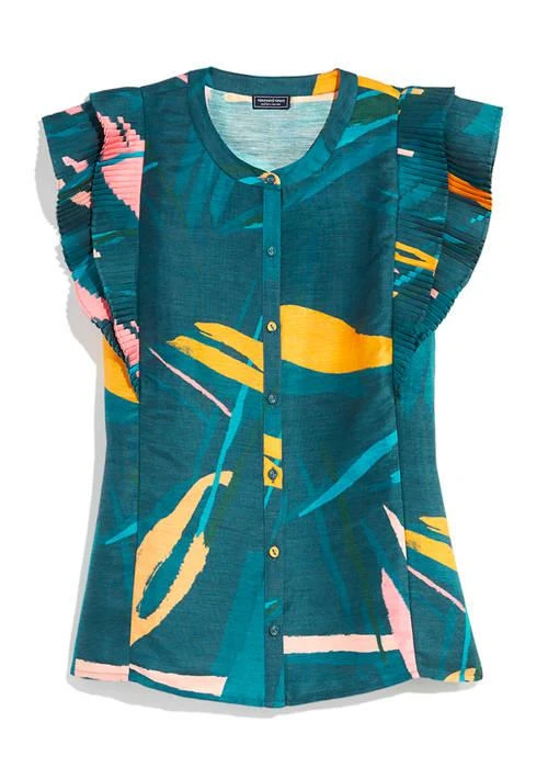 Vineyard Vines Vines Womens Flutter Sleeve Pintuck Top 1