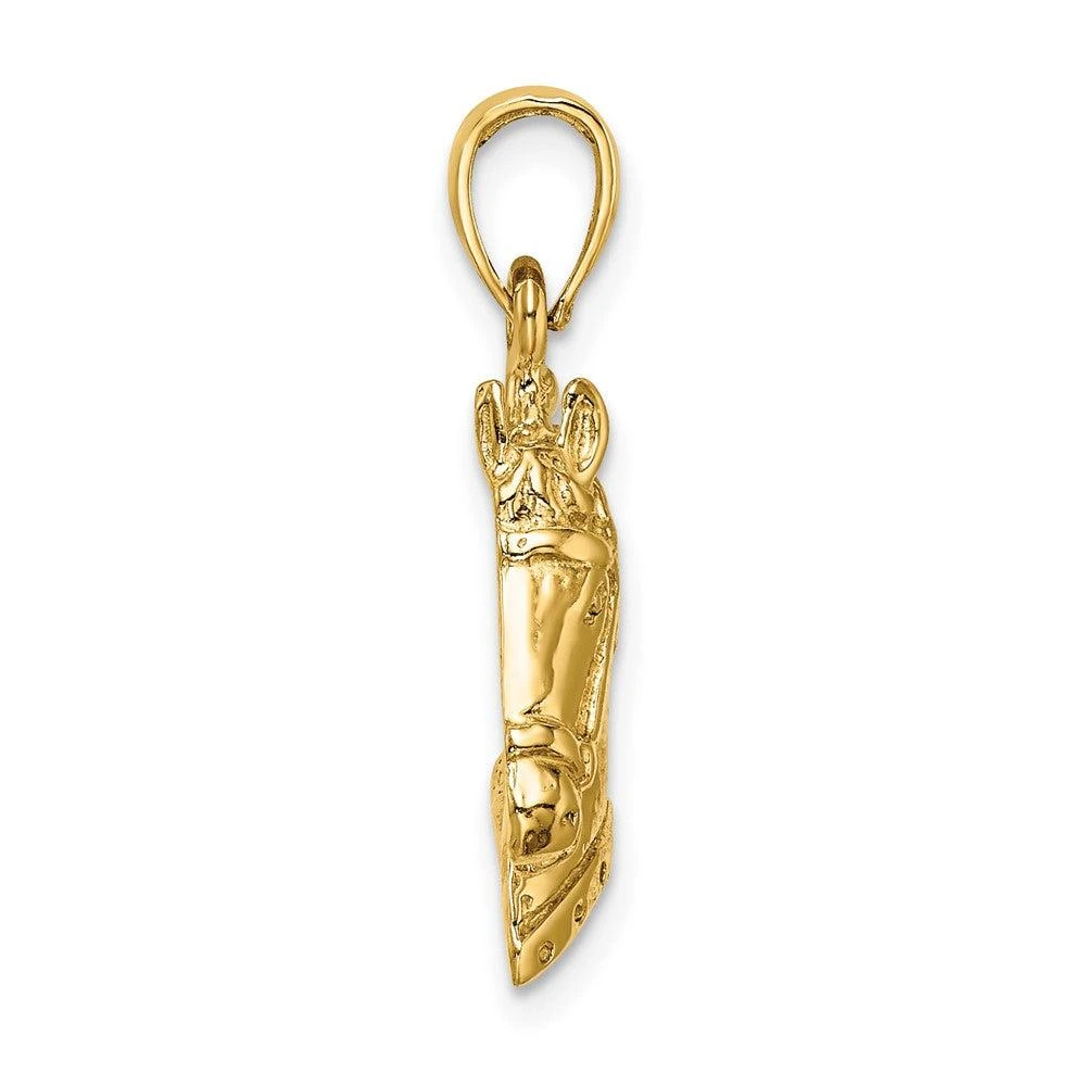Diamond2Deal 10k Yellow Gold Textured Horse Head Charm Pendant 2