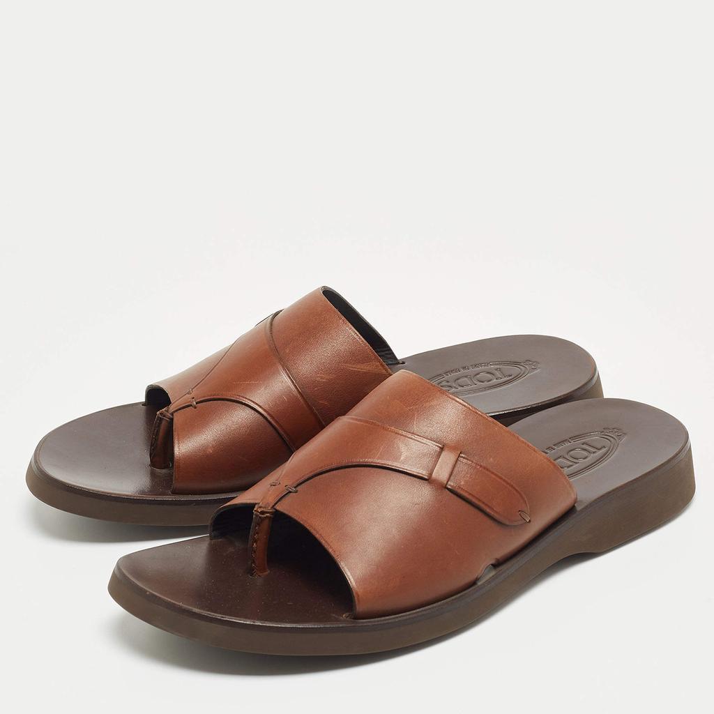 Tod's Tod's Brown Leather Slide Sandals Size 45.5