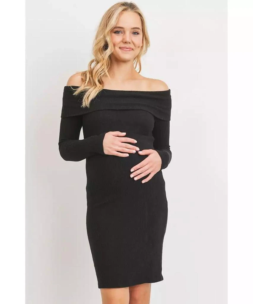 black bodycon maternity dress Black Ruched Button Down Bodycon Dress – Mickey Roo Maternity & Nursery main image 1