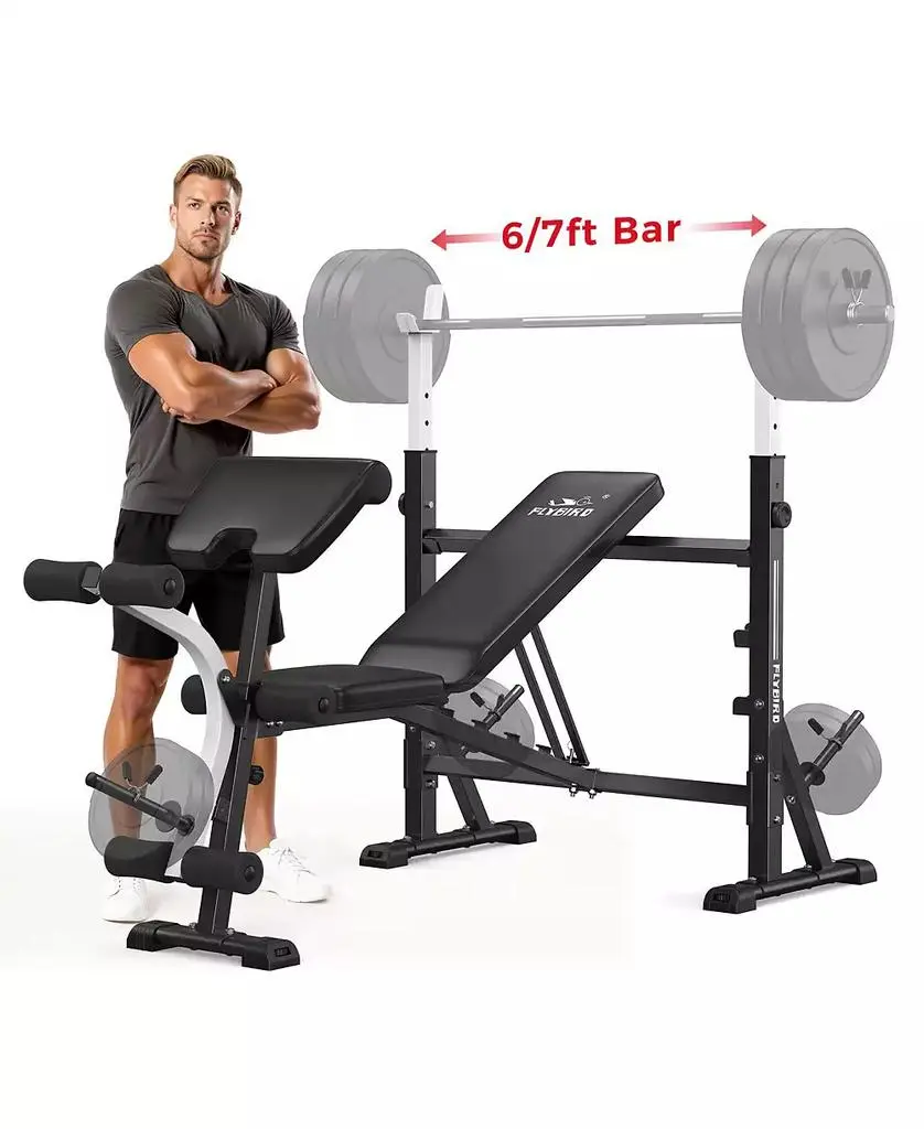 FED FITNESS Olympic Adjustable Weight Bench, 39IN Rack Width with Bench Press Rack, Leg Extension and Leg Curl, Multi-Functional Workout Equipment new arrivals