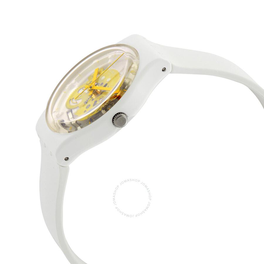 Swatch Bioceramic Time To Yellow Small Quartz White Dial Unisex Watch SO31W105