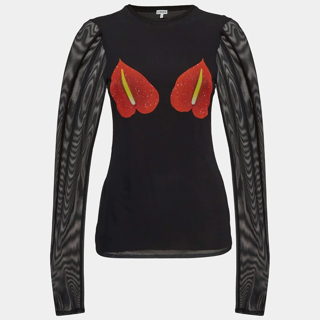 Loewe Loewe Black Mesh Anthurium Printed Full Sleeves Top L 1